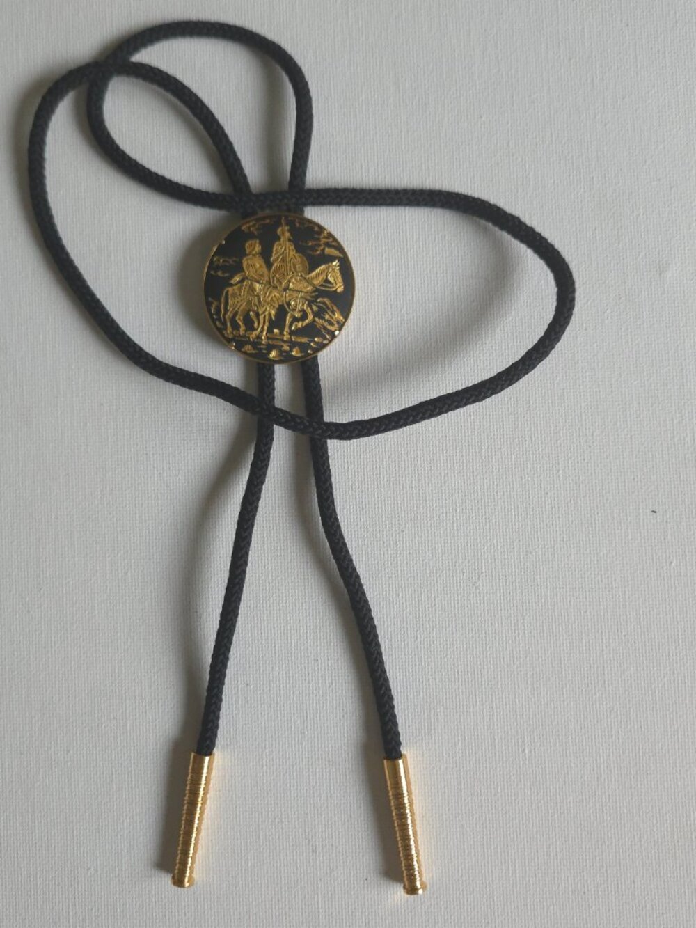 Vintage Spanish Toledo Damascene Don Quixote Bolo Tie